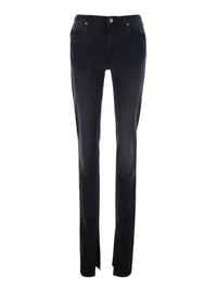 GUCCI Gucci Women Black Mid-Rise Jeans With Split Hems In  Denim For Women