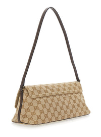 Gucci Women 'Madison' Beige Shoulder Bag With Leather Strap And Logo Plate On The Front In Gg Canvas And Leather For Women