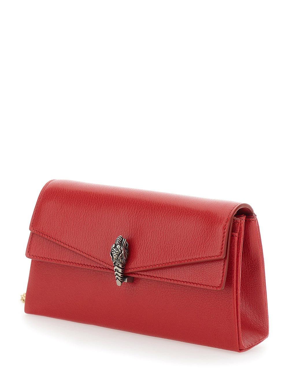 Gucci Women 'Dyonisus' Red Small Shoulder Bag With Removable Chain Strap And Front Plate In Leather For Women