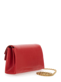 Gucci Women 'Dyonisus' Red Small Shoulder Bag With Removable Chain Strap And Front Plate In Leather For Women