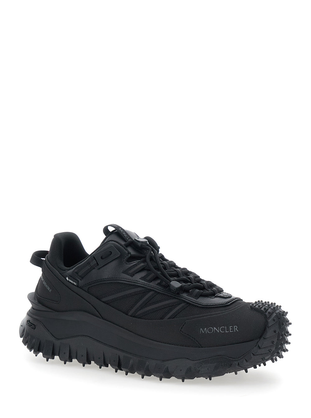 Moncler Men 'Trailgrip Gtx' Black Low Top Sneakers With Logo Lettering On The Side In Leather And Tech Fabric For Men