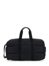 Moncler Men Black Suitcase With Adjustable Shoulder Strap And Logo Patch On Front In Fabric For Men