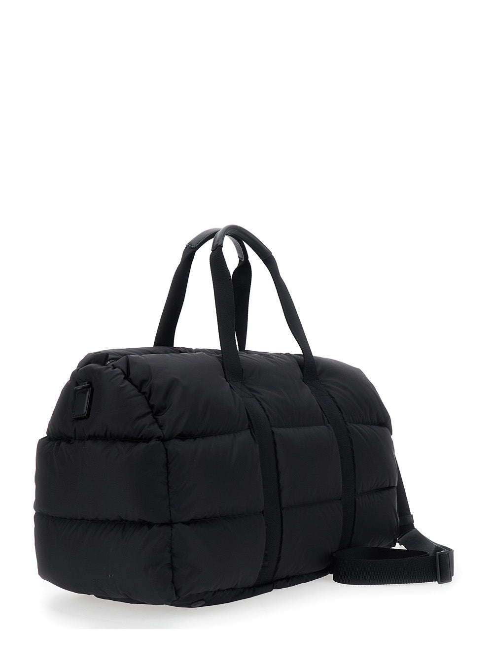 Moncler Men Black Suitcase With Adjustable Shoulder Strap And Logo Patch On Front In Fabric For Men
