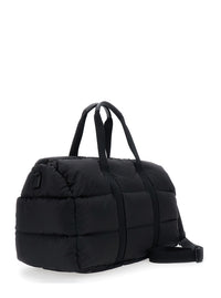 Moncler Men Black Suitcase With Adjustable Shoulder Strap And Logo Patch On Front In Fabric For Men