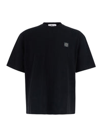 Stone Island Men Crew Neck Heavyweight With Short Sleeves And Patch, Tech Fabric, Black, Man