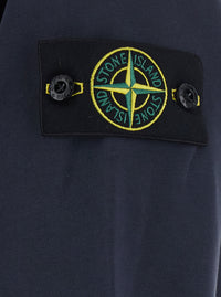 Stone Island Men Blue Crewneck Sweatshirt With Logo Patch On The Sleeve In Cotton For Men