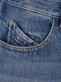 The Attico Women Blue Jeans With Logo Patch On The Back And Faded Design In Denim For Women