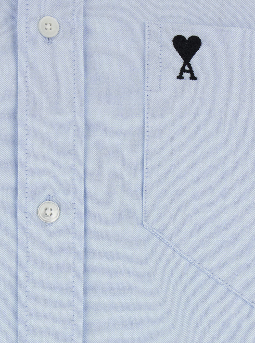 AMI PARIS Ami Paris Men Light Blue Shirt With Button Down Collar And Adc Embroidery In Light Blue Cotton For Men