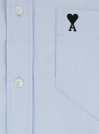 AMI PARIS Ami Paris Men Light Blue Shirt With Button Down Collar And Adc Embroidery In Light Blue Cotton For Men