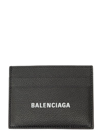 Balenciaga Men Cardholder With Contrasting Logo Lettering In Black Leather Men