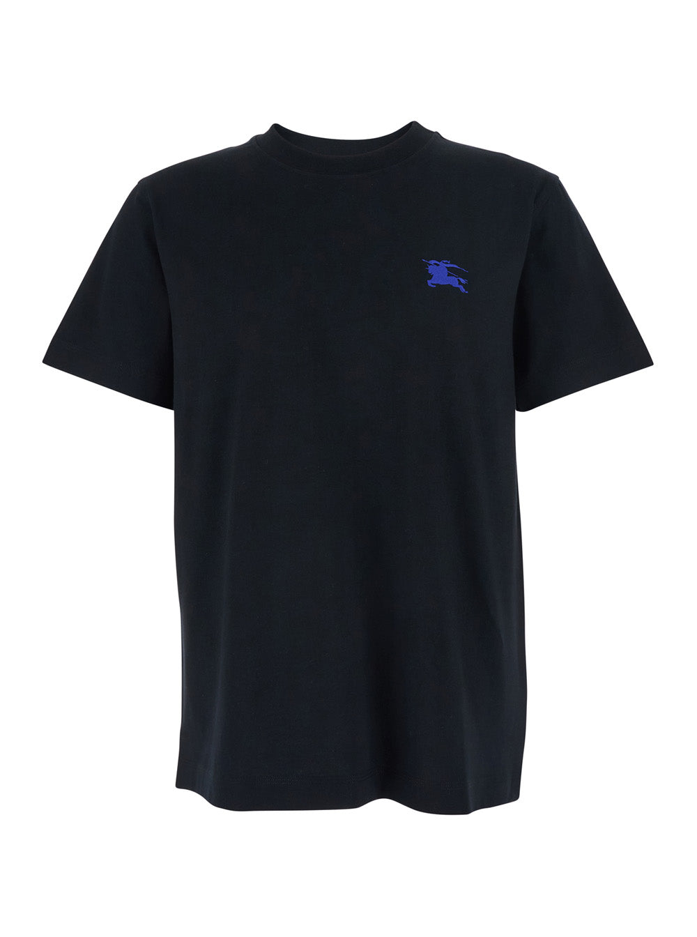 Burberry Men Black Cotton Embroidered Logo T-Shirt For Men