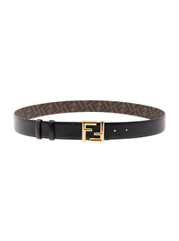 Fendi Men Reversible Belt With Ff Buckle In Smooth Black Leather For Men