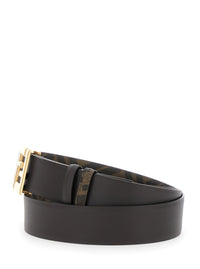 Fendi Men Reversible Belt With Ff Metal Buckle In Brown Leather For Men