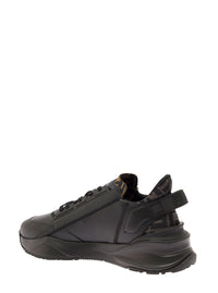 Fendi Men Sneaker 'Fendi Flow' With Ff Logo And Zip Detail On The Side In Black Leather Men