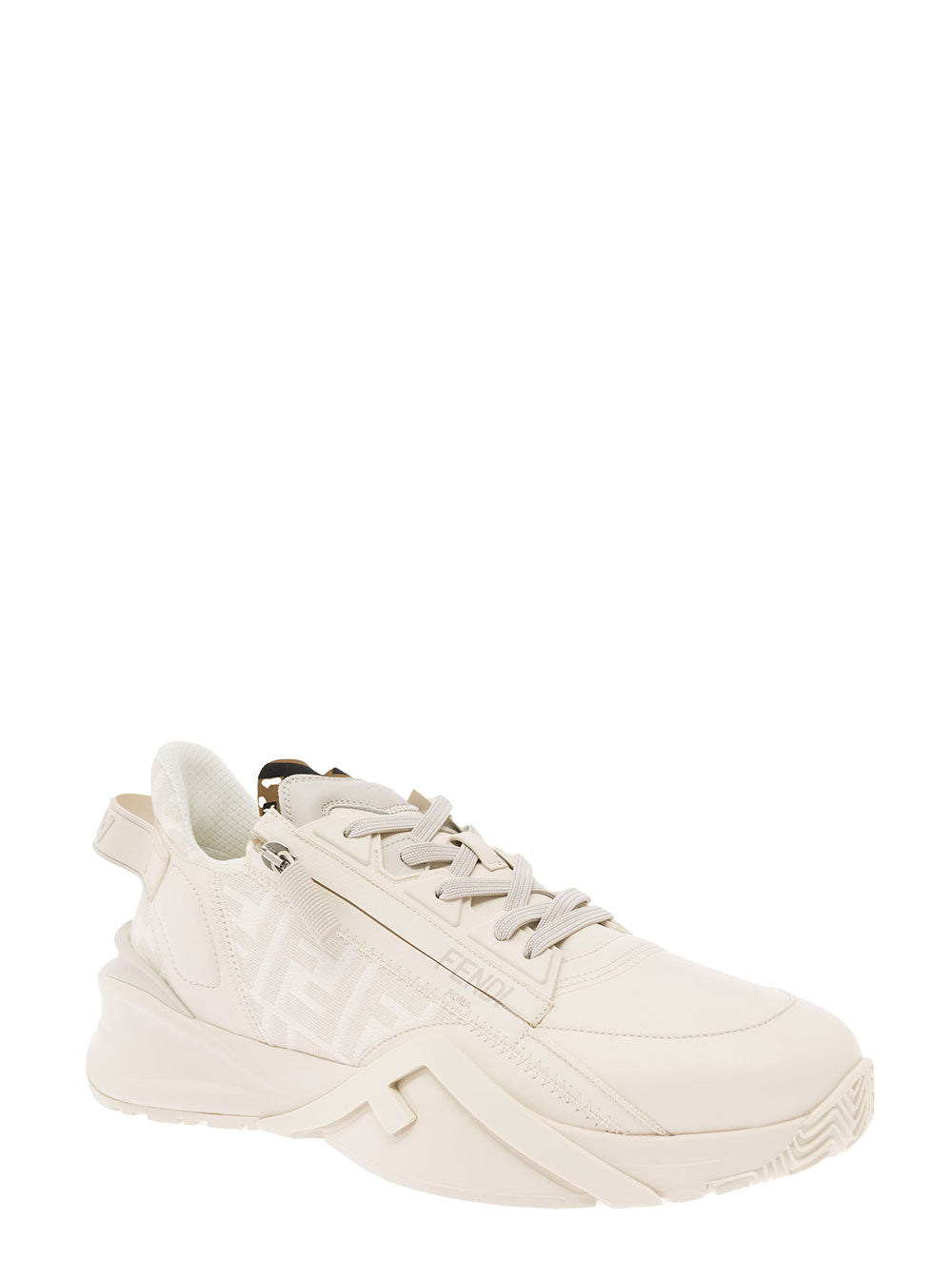 FENDI Fendi Men Sneaker 'Fendi Flow' With Ff Jacquard Logo Print And White Leather Men