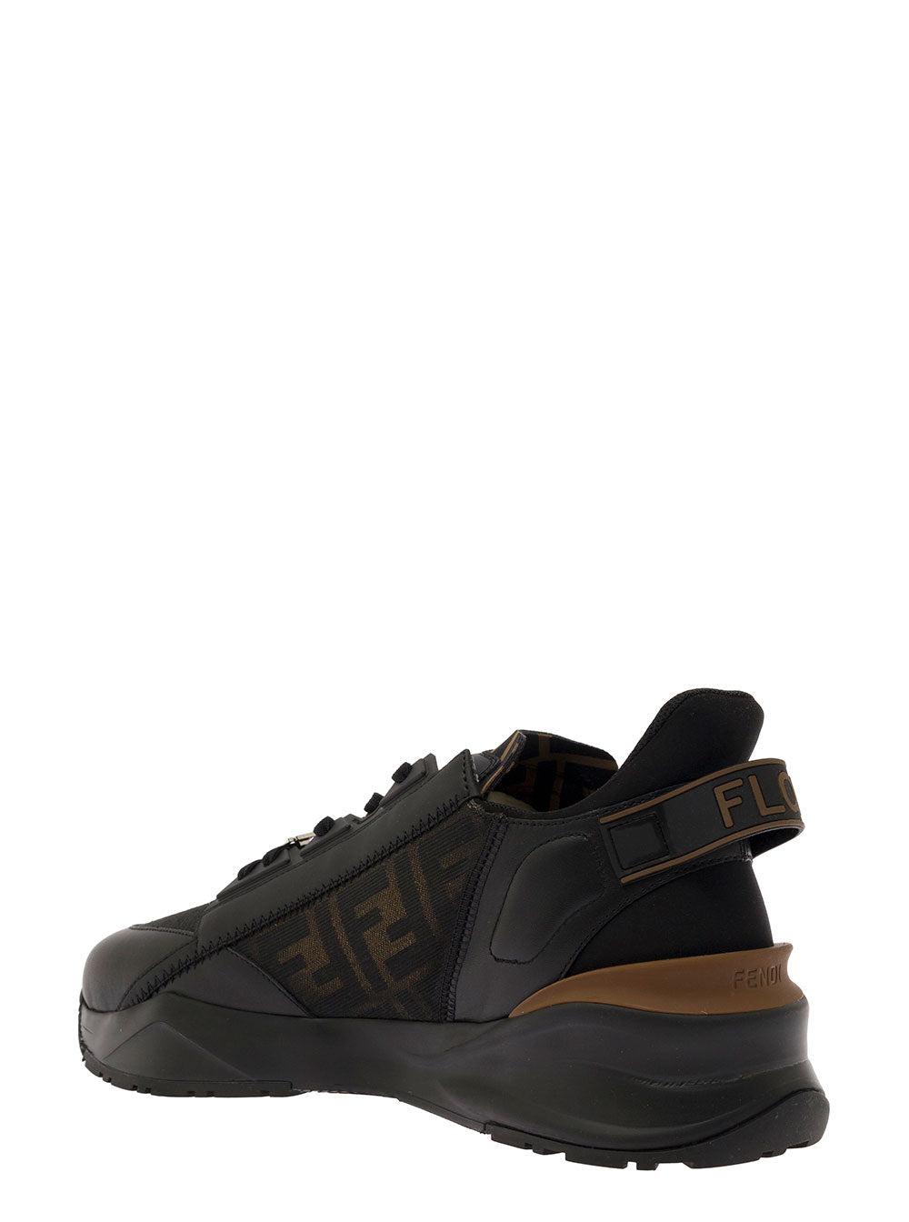 Fendi Men Low Sneakers 'Fendi Flow' With Diagonal F Detail In Black Fabric Men