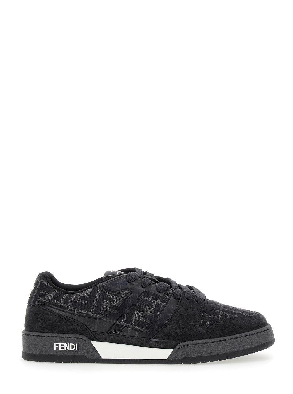 Fendi Men Sneakers 'Match' With Logo Patch On The Tongue And Ff Motif All-Over In Grey Leather For Men