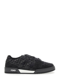 Fendi Men Sneakers 'Match' With Logo Patch On The Tongue And Ff Motif All-Over In Grey Leather For Men