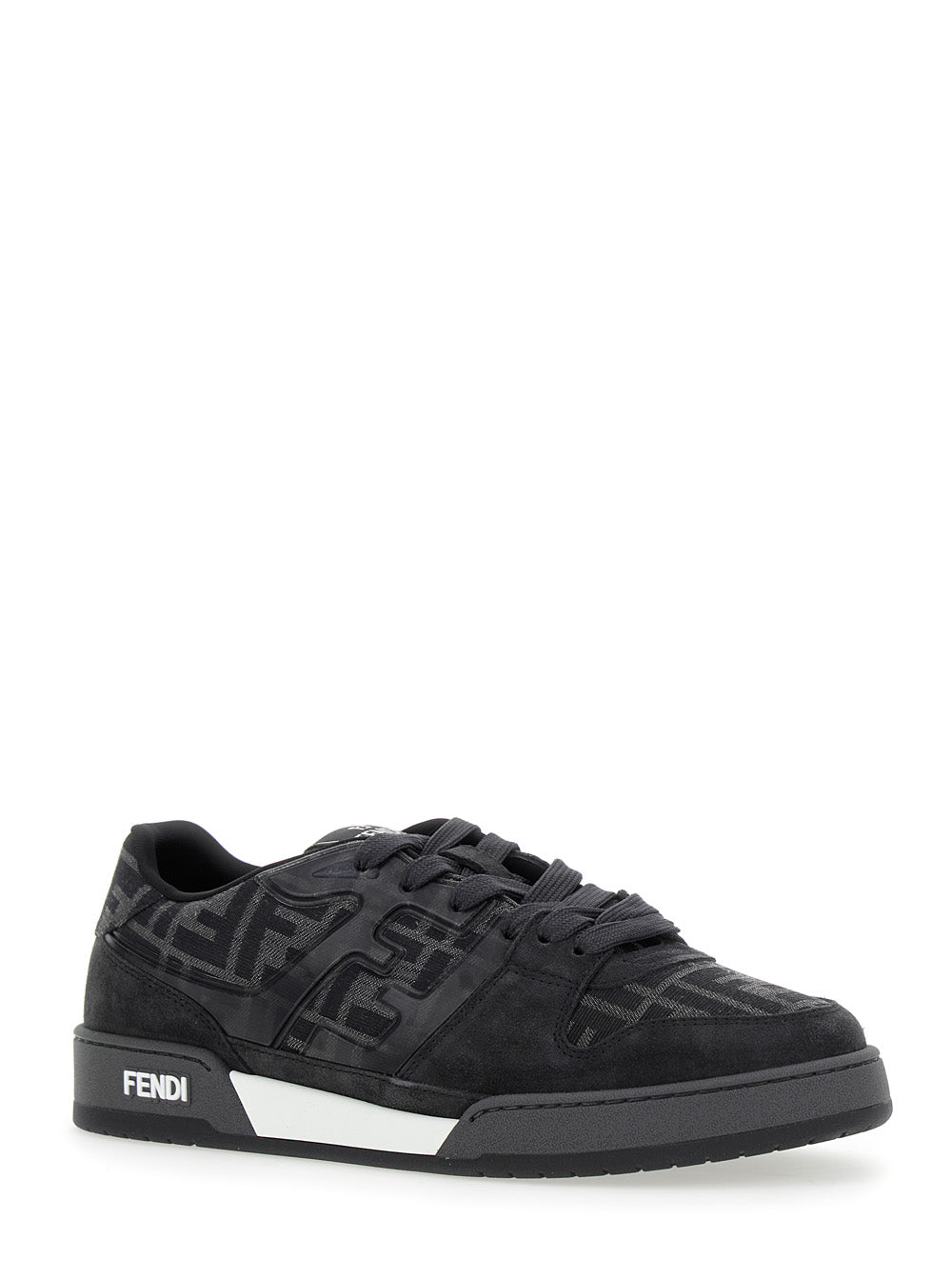 Fendi Men Sneakers 'Match' With Logo Patch On The Tongue And Ff Motif All-Over In Grey Leather For Men