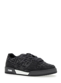 Fendi Men Sneakers 'Match' With Logo Patch On The Tongue And Ff Motif All-Over In Grey Leather For Men