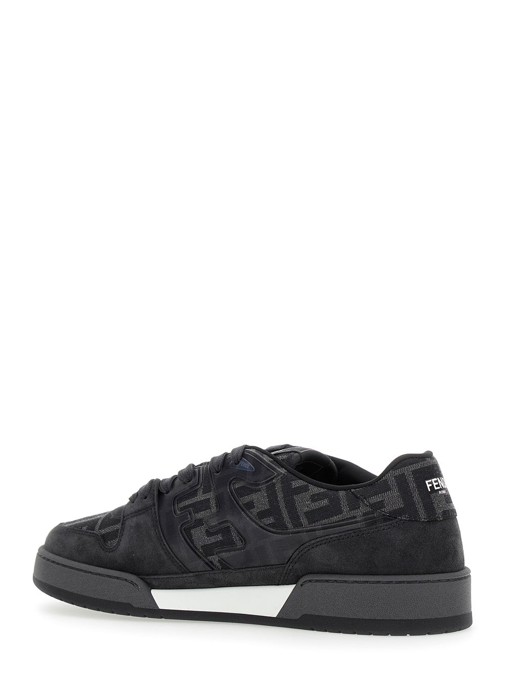 Fendi Men Sneakers 'Match' With Logo Patch On The Tongue And Ff Motif All-Over In Grey Leather For Men