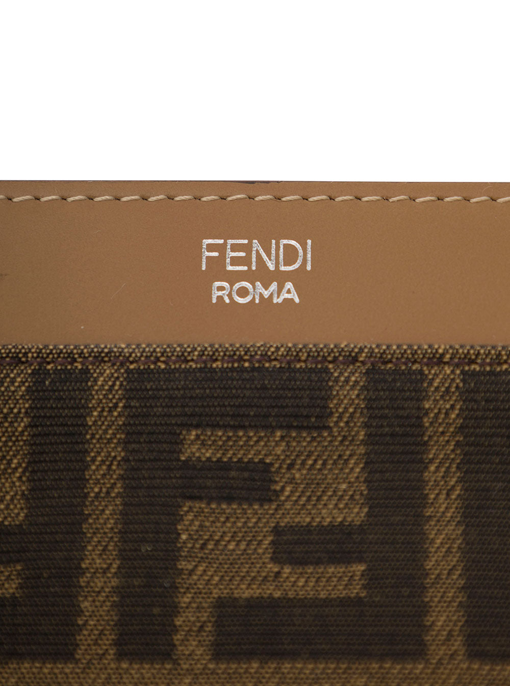 Fendi Men Flat Pouch With Jacquard Motif In Brown Cotton Blend For Men