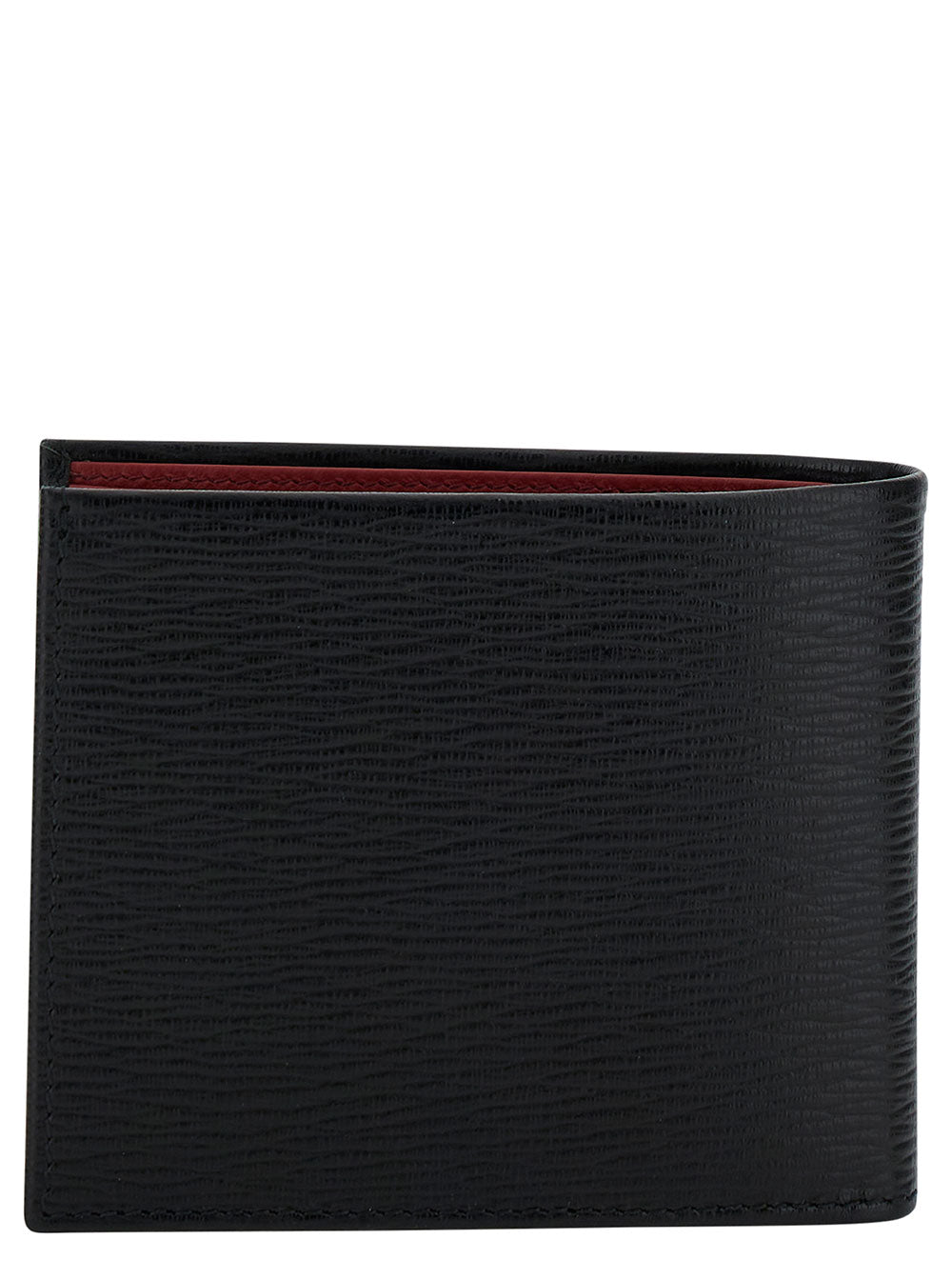 Ferragamo Men Wallet 'Revival' Gancini With Double Hook In Grained Black Leather For Men