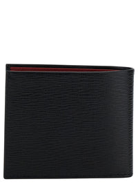 Ferragamo Men Wallet 'Revival' Gancini With Double Hook In Grained Black Leather For Men