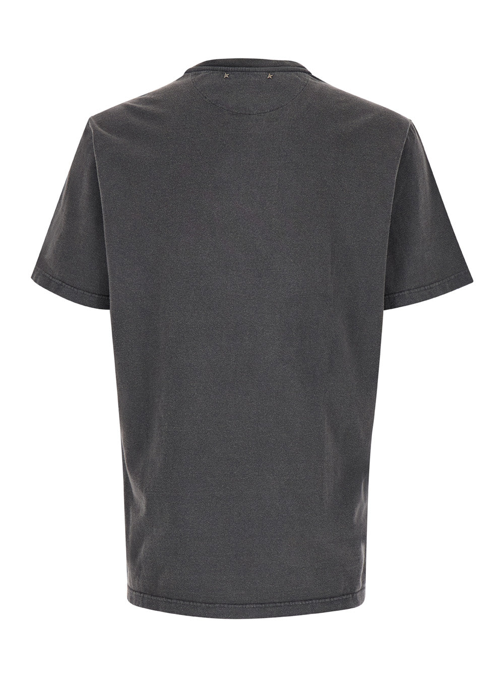 Golden Goose Men T-Shirt With Logo On The Front And Logo Patch On The Front In Gray Cotton For Men