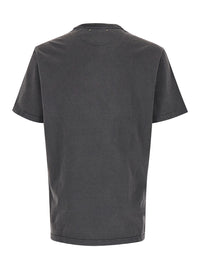 Golden Goose Men T-Shirt With Logo On The Front And Logo Patch On The Front In Gray Cotton For Men