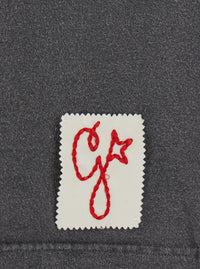 Golden Goose Men T-Shirt With Logo On The Front And Logo Patch On The Front In Gray Cotton For Men