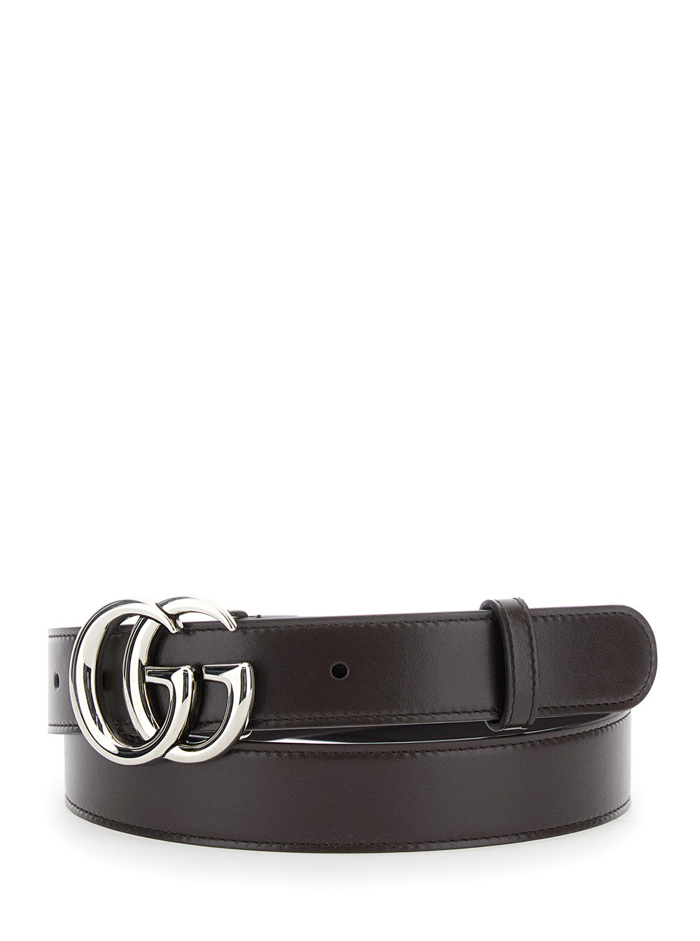 Gucci Men Belt With Gg Buckle In Brown Leather For Men