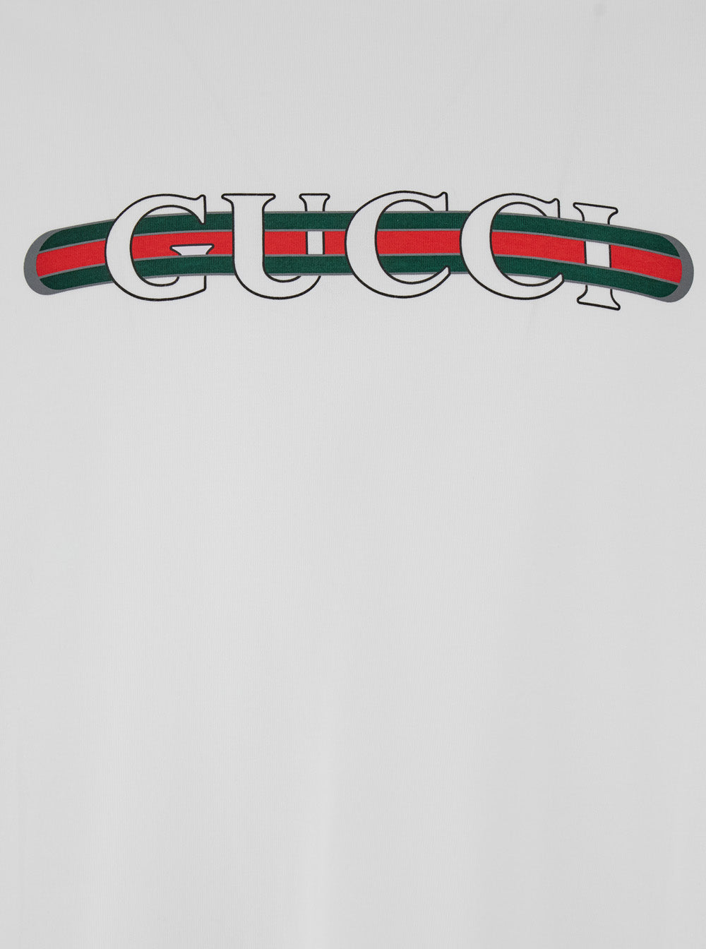 Gucci Men Crew Neck T-Shirt With Gucci And Web Print In White Cotton For Men