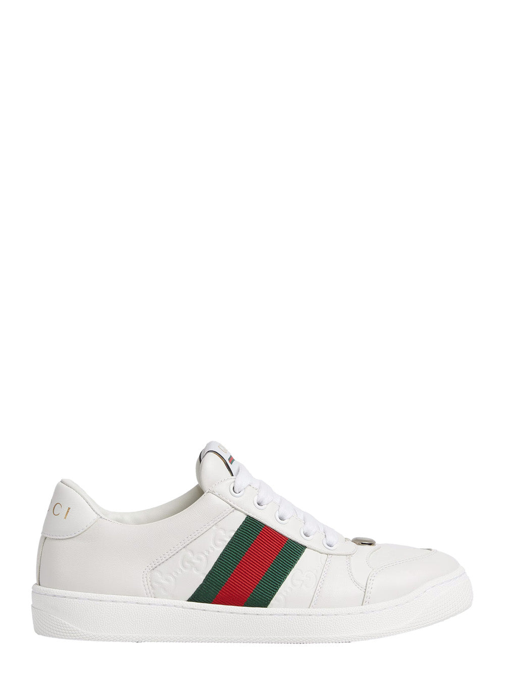 Gucci Men Low Sneakers 'Screener' With Web Detail In White Leather Men