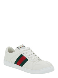 Gucci Men Low Sneakers 'Screener' With Web Detail In White Leather Men