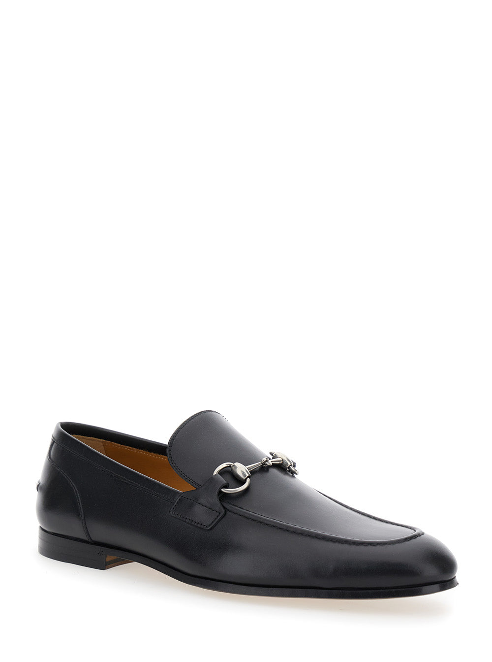 Gucci Men Black Leather 'Jordan' Loafers For Men