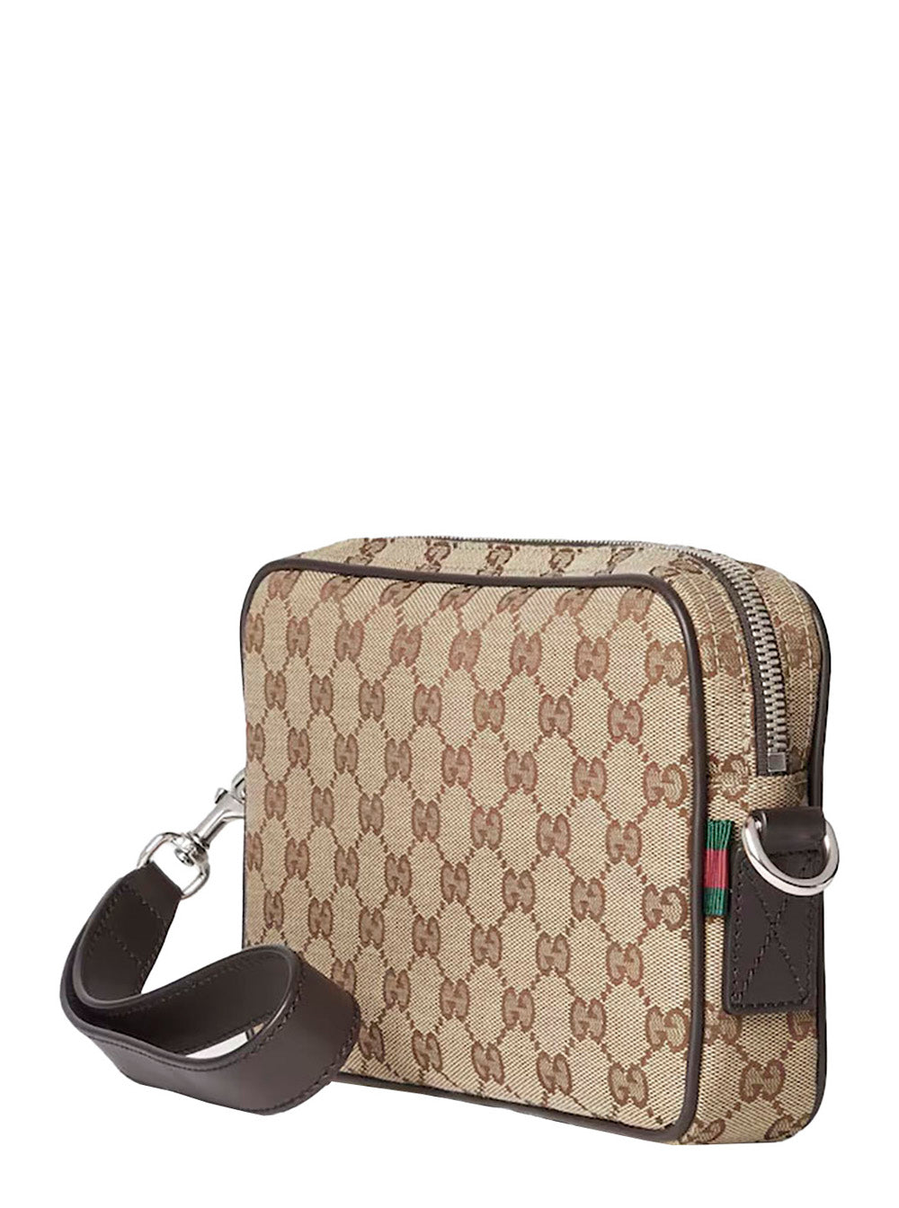 Gucci Men Crossbody Bag 'Gg All-Over' With Tech Fabric Motif Beige Man