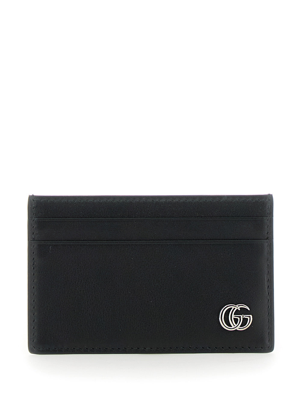 Gucci Men Cardholder With Gg Plate On The Front In Black Leather For Men