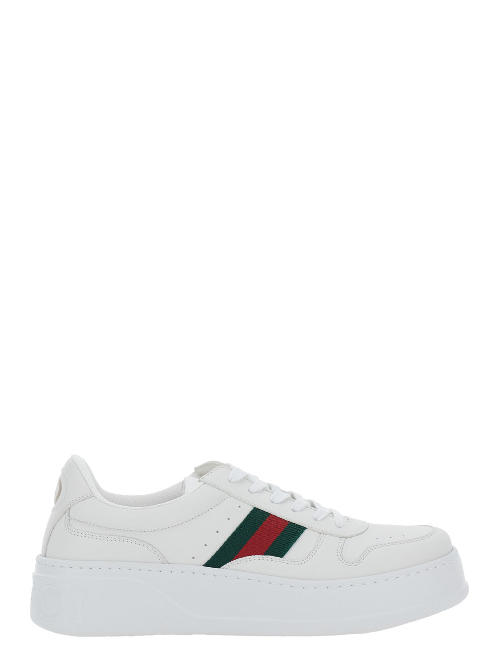 GUCCI Gucci Men Sneaker With Web Detail And Oversized Sole In White Leather For Men