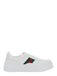 GUCCI Gucci Men Sneaker With Web Detail And Oversized Sole In White Leather For Men