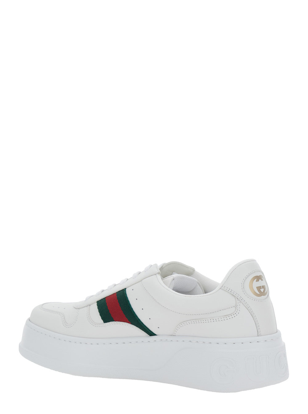 GUCCI Gucci Men Sneaker With Web Detail And Oversized Sole In White Leather For Men