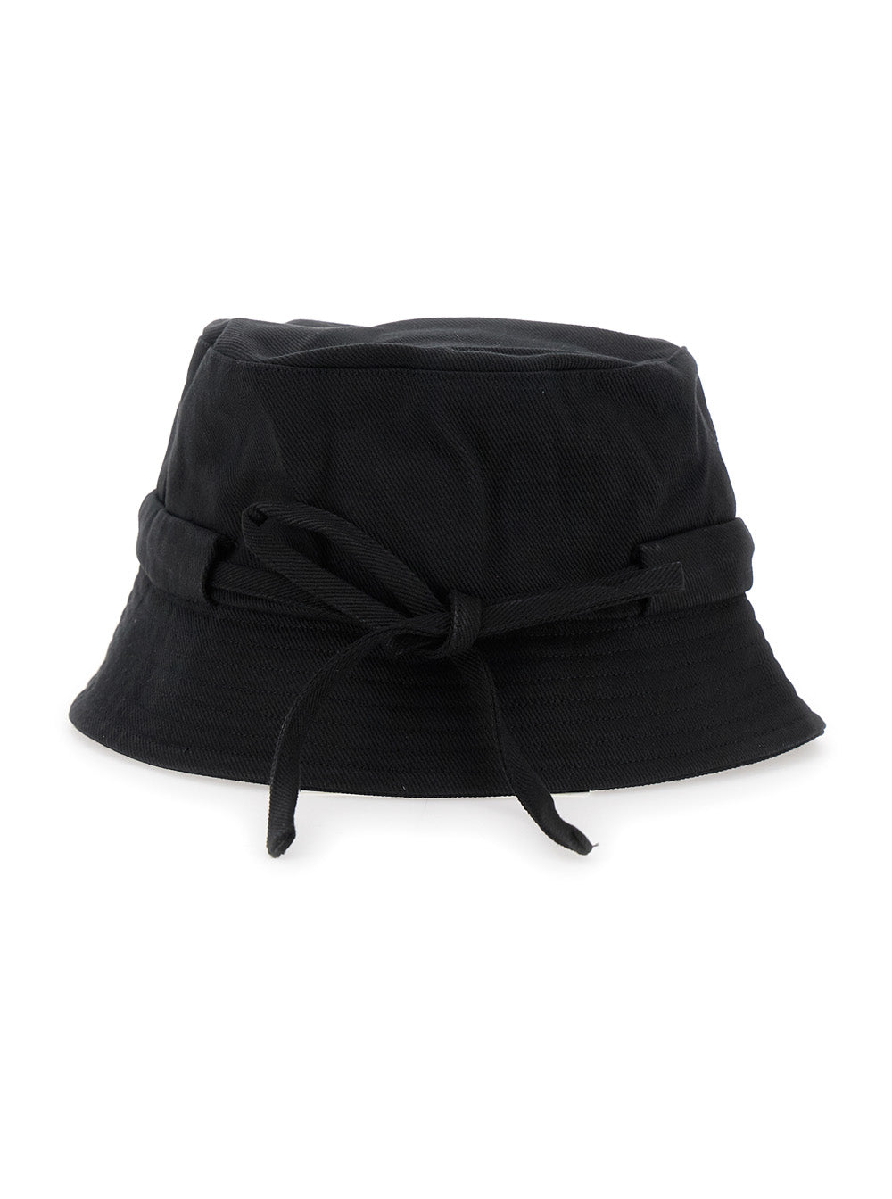 Jacquemus Men Fisherman Hat 'Le Bob Gadjo' Black With Logo Lettering On The Front And Knot Closure On The Back In Cotton For Men