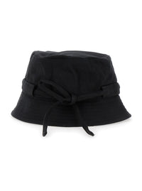 Jacquemus Men Fisherman Hat 'Le Bob Gadjo' Black With Logo Lettering On The Front And Knot Closure On The Back In Cotton For Men