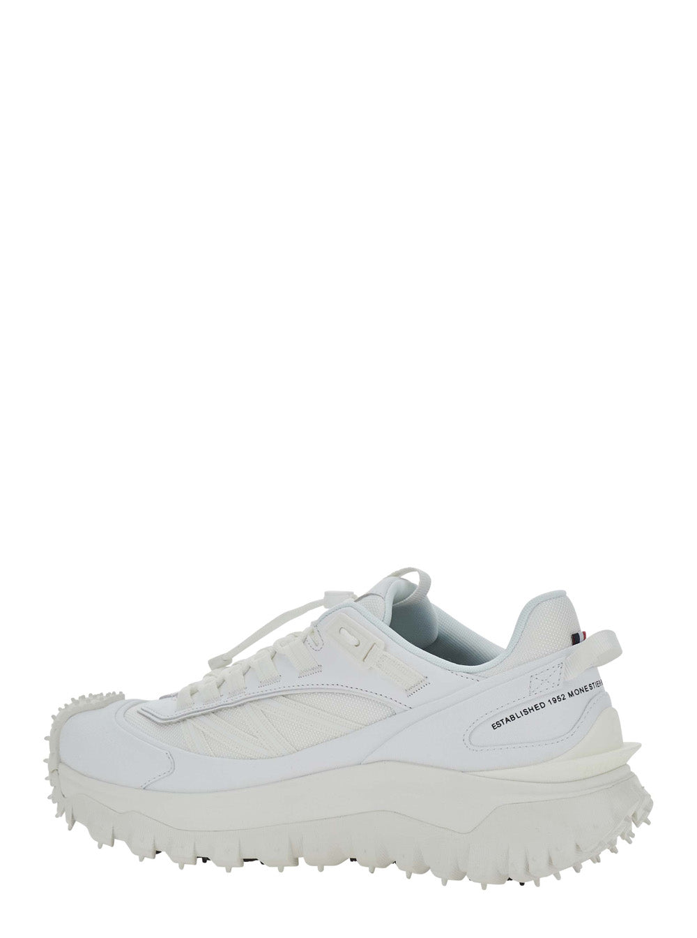 Moncler Men 'Trailgrip Gtx' White Low Top Sneakers With Logo Lettering On The Side In Leather And Tech Fabric For Men