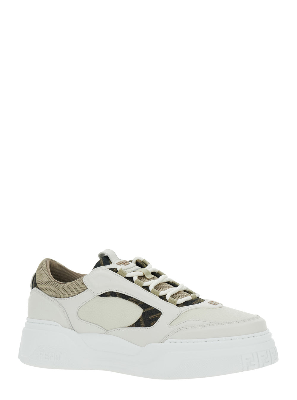 FENDI Fendi Men Sneaker 'Force' With Ff Jacquard Details And Chunky Leather Sole White Men