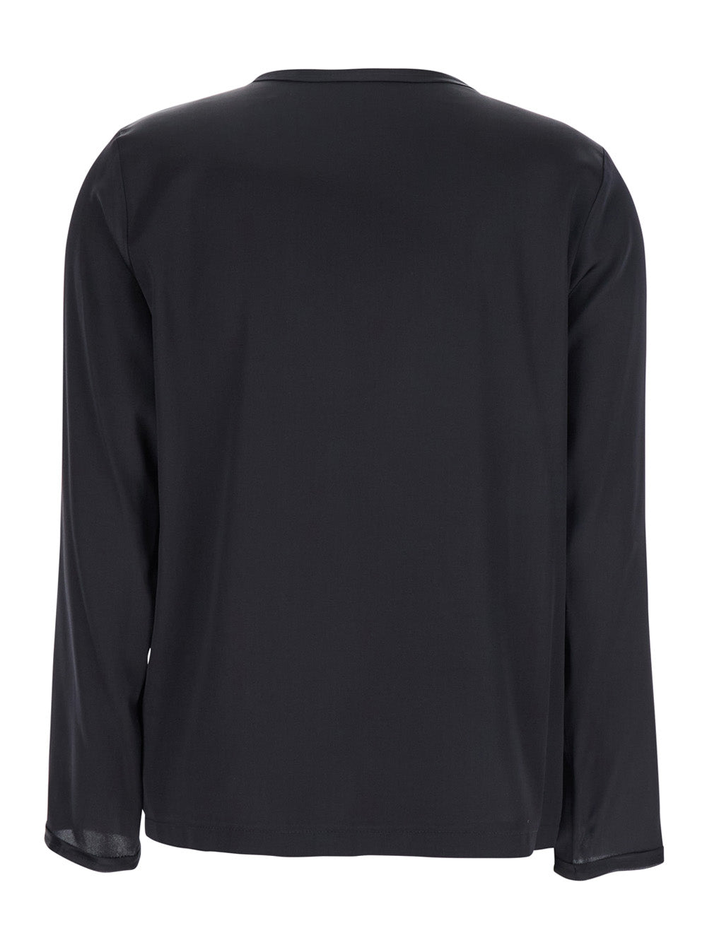 Leplain Women Black Silk Long Sleeve Blouse Woman