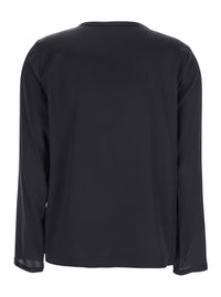 Leplain Women Black Silk Long Sleeve Blouse Woman