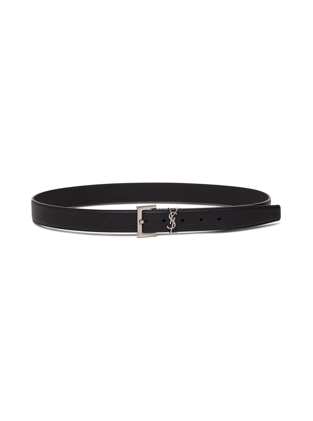 Saint Laurent Men Black Leather Belt With Logo Buckle Men Saint Laurent