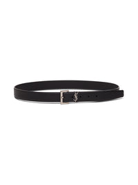Saint Laurent Men Black Leather Belt With Logo Buckle Men Saint Laurent