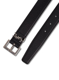 Saint Laurent Men Black Leather Belt With Logo Buckle Men Saint Laurent